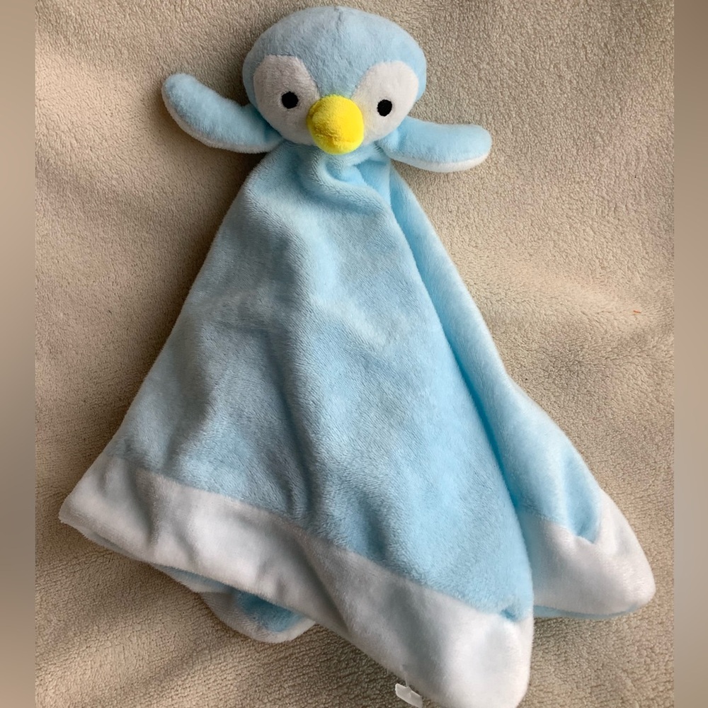 Apricot Lamb Plush Blue Penguin Lovey Take Along Security Blanket Toy